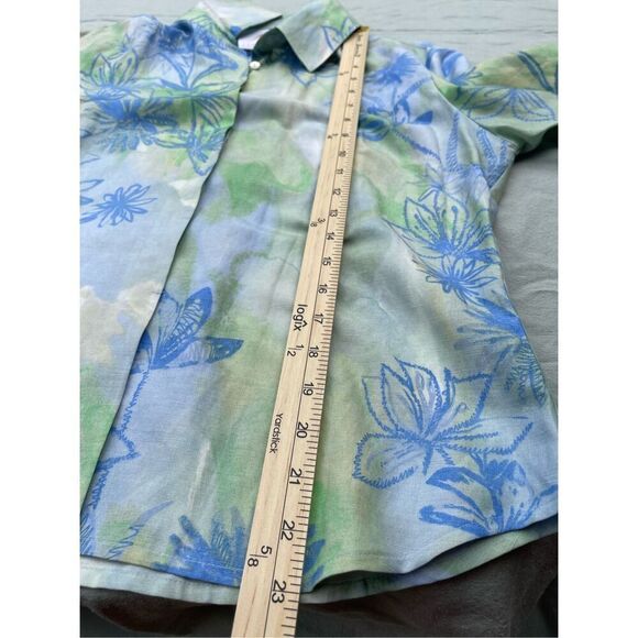 Tsunami size L silk linen blend  button tie cuff top. - Picture 6 of 8